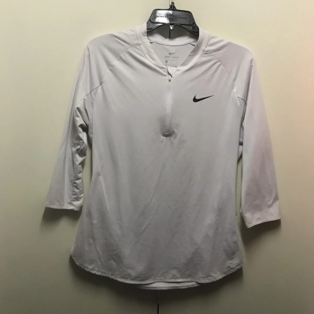 White Nike Dri-Fit 3/4 Sleeve Workout Top